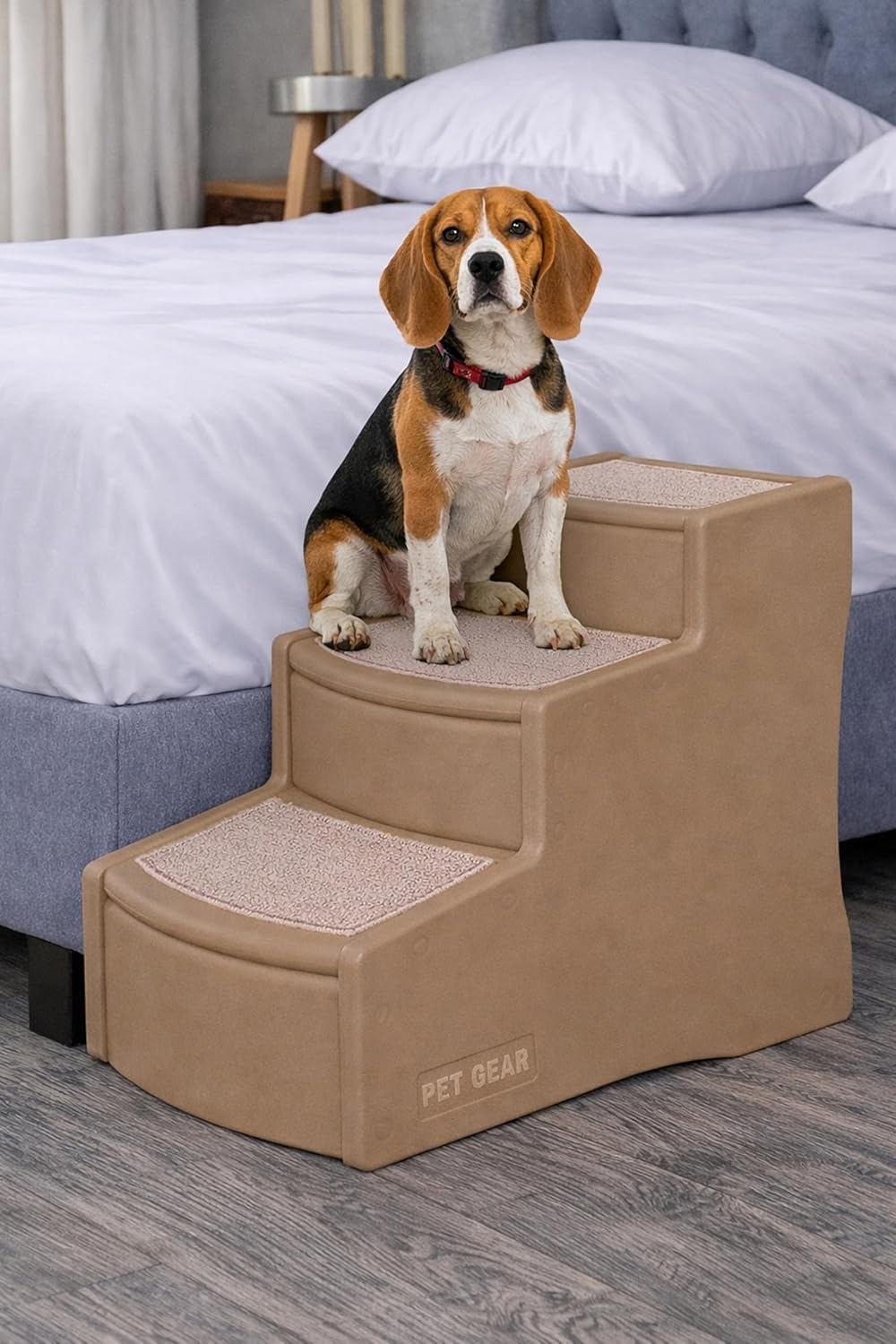 Pet Gear Easy Step III Pet Stairs, 3 Step for Cats/Dogs, Removable Washable Carpet Treads, for Pets Up to 150lbs, No Tools Required, Available in 9 Colors, Coffee Bean