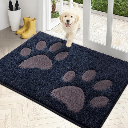 PURRUGS Dirt Trapping Door Mat 20" x 31.5", Non-Skid/Slip Machine Washable Microfiber Entryway Rug, Dog Doormat, Super Absorbent Welcome Mat for Muddy Wet Shoes and Paws, Grey