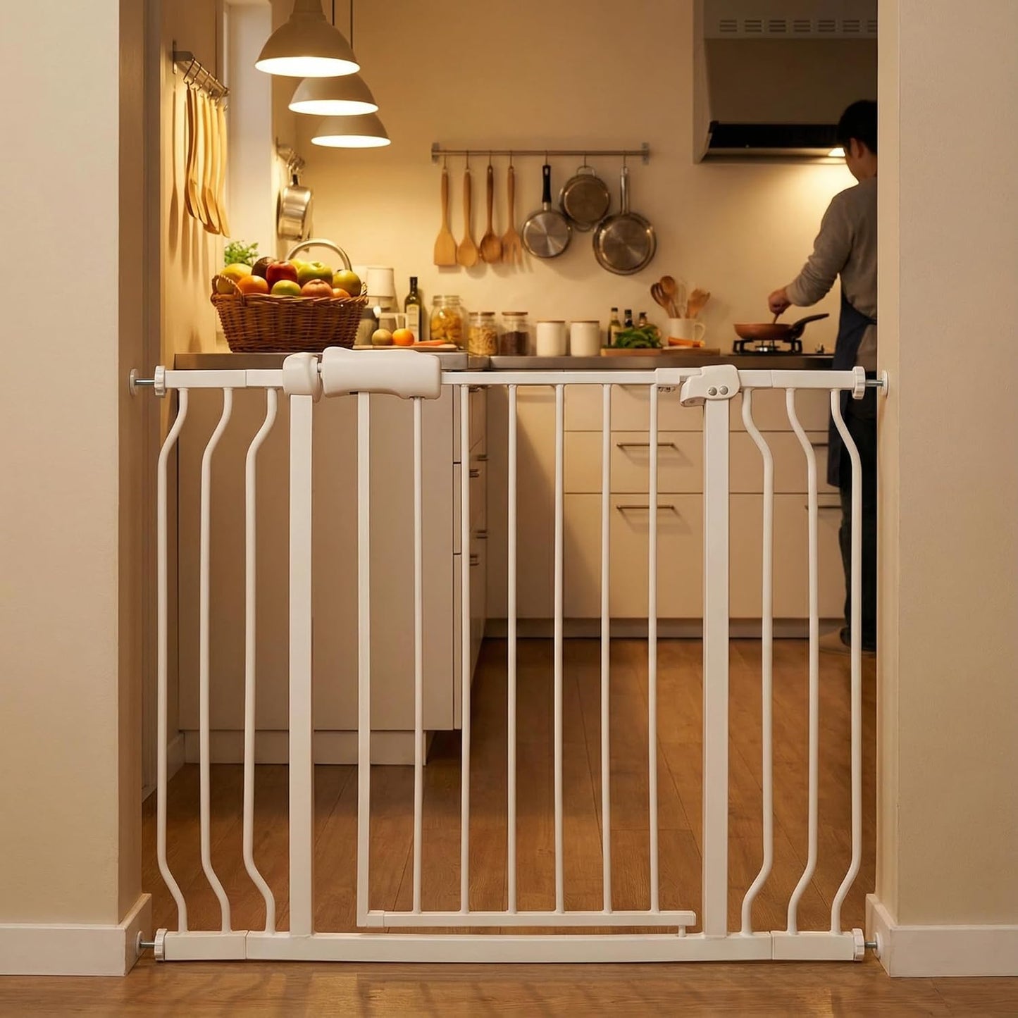 Extra Wide 76.4-81 Inch Large Baby Gates for Stairs, Doorways - No Drilling, Pressure Mounted Pet Gates for Kids & Dogs