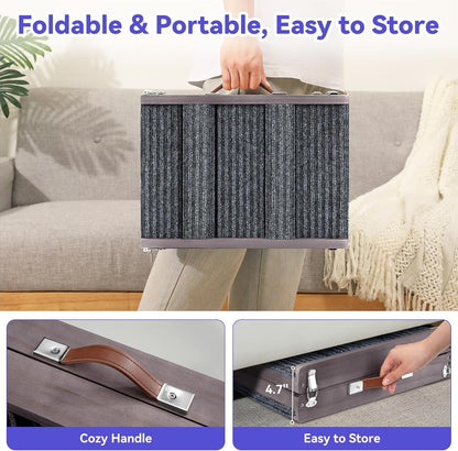2026 Upgraded Dog Ramp for Couch, Foldable Small Dog Ramp for Sofa, 4 Adjustable Height from 13'' to 21", Portable Stable Pet Steps with Non-Slip Pad, Pet Ramps Use for Sofa Couch Stairs