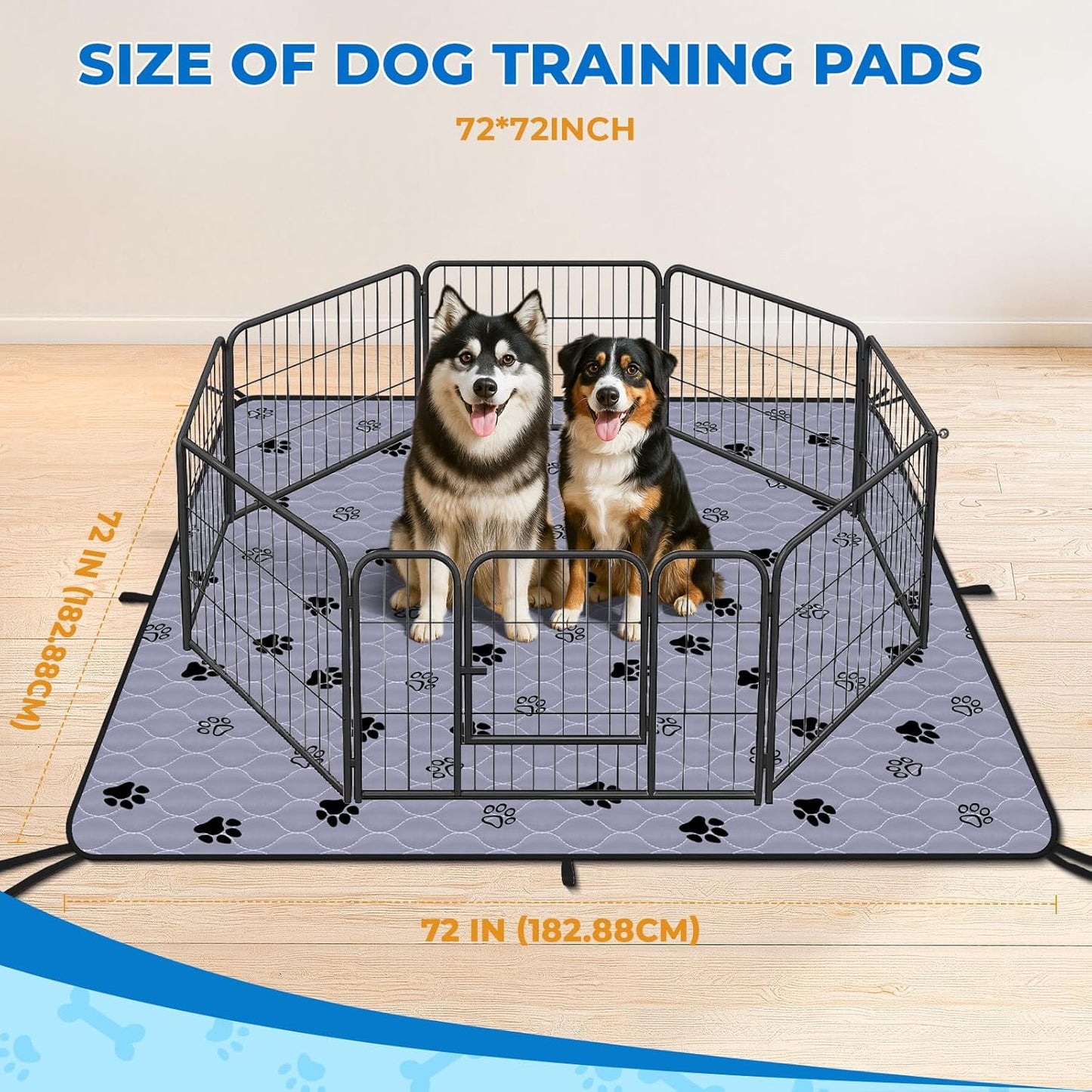 Fostanfly Washable Pee Pads for Dogs, 2 Pack Large 36"x41" Ultra-Absorbent and Leak-Proof Non-Slip Reusable Potty Training Pads for Dogs, Cats, Puppy, Potty Training of Add 8 Lanyards