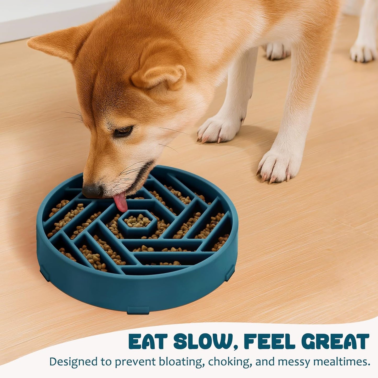 WHIPPY Slow Feeder Dog Bowl, Puzzle Maze Design to Slow Down Eating, 3-Cup Capacity, Anti-Gulping Food Bowl for Medium & Large Dogs,Black