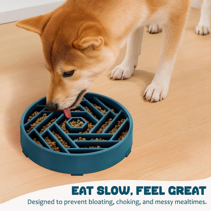 WHIPPY Slow Feeder Dog Bowl, Puzzle Maze Design to Slow Down Eating, 3-Cup Capacity, Anti-Gulping Food Bowl for Medium & Large Dogs,Black