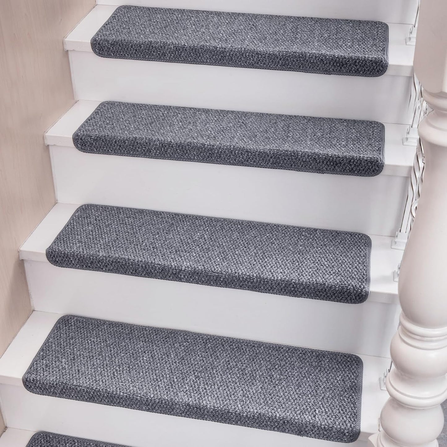 Bullnose Carpet Faux Sisal Stair Treads | Set of 14 | Stair Treads for Wooden Steps Indoor Anti Slip Braided Staircase Protector Pet Friendly Rugs Covers 9.44" X 29.5"x 1.9",Golden