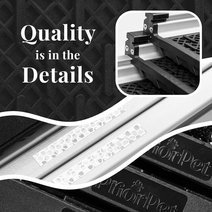 Dog Ramp for Car - Anti-Slip Dog Car Ramp for Large Dogs SUV - Stable 250LBS Capacity - Telescoping Pet Ramp for Car - Portable - Night Safety Reflective Sides - Fixing Clip - Black