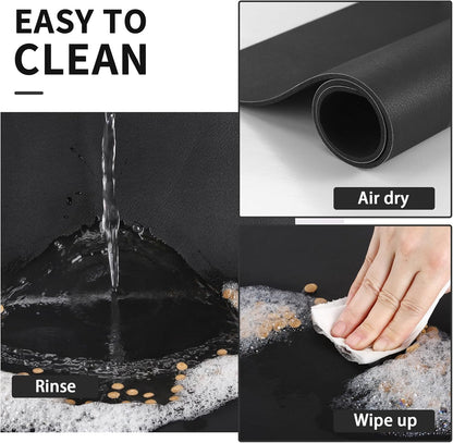 HotLive Dog Food Mat - Absorbent Cat Mat for Food and Water, No Stains Pet Feeding Bowl Mat, Easy to Clean Pet Placemats, Quick Dry Dog Water Dispenser Mat for Messy Drinkers | Paw Dark Grey 12"x 19"