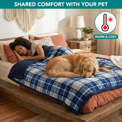 PetAmi Waterproof Dog Blanket for Couch, Large 60x40, Pee Proof Sherpa Fleece Reversible Pet Throw, Furniture Protector for Bed Sofa Kennel, Soft Washable Cover for Medium Dogs Cats, Grey Sherpa