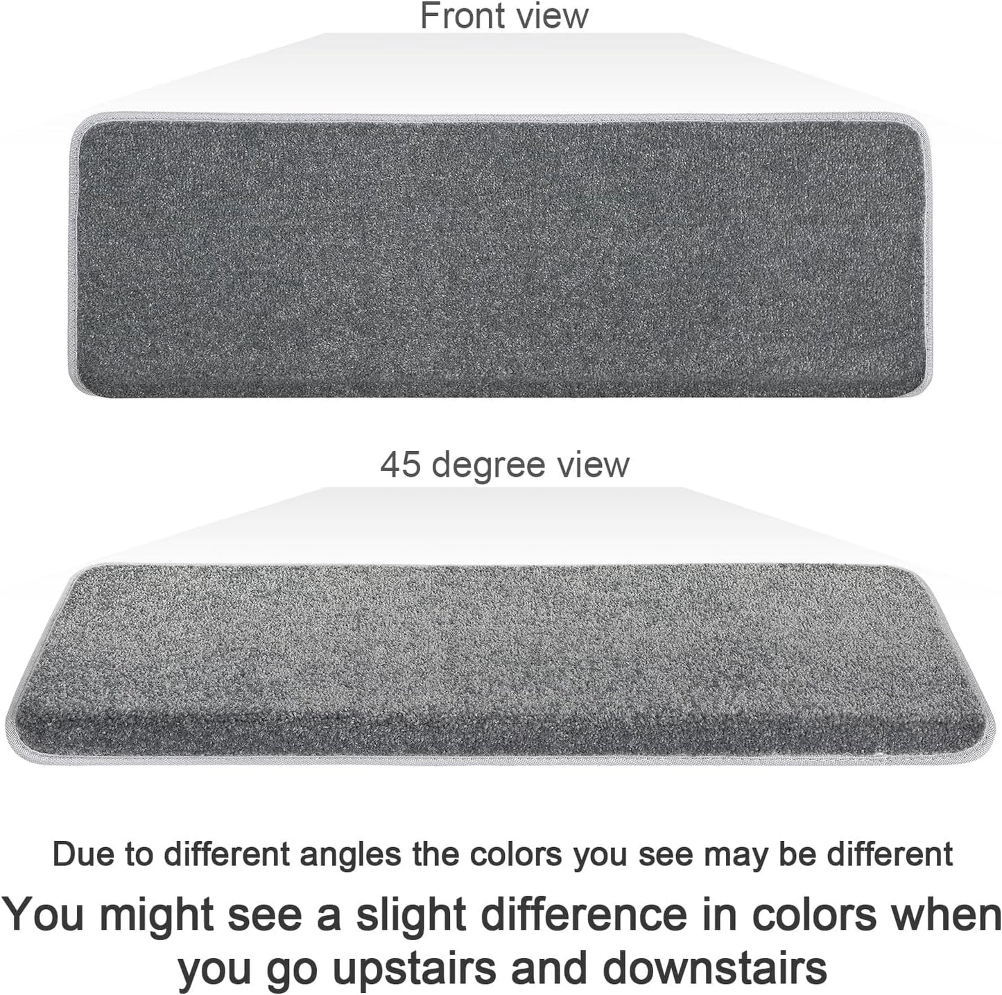 PURE ERA Bullnose Carpet Stair Treads Set Tape Free Non-Slip Indoor Stair Protectors Pet Friendly Rugs Covers Soft Skid Resistant Washable Reusable 9.5" x 30"(14 Pieces,Cream Gray)