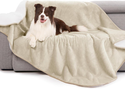 gogobunny Waterproof Blanket for Bed Couch Sofa, Liquid Pee and Fur Proof Pet Blanket for Dog Puppy Cat, Reversible Sherpa Fleece Throw Blanket Furniture Cover Protector (Grey, 50x60 inches)