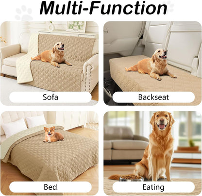 hyha Waterproof Dog Bed Blanket, Soft Pet Blankets, Waterproof Couch Cover for Dogs, Reversible Sofa Covers Washable for Furniture (30x70 Inch, Taupe/Beige)
