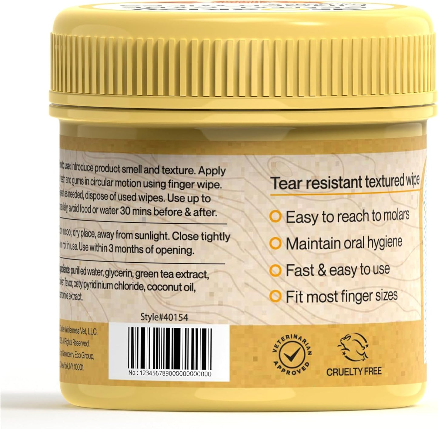Dr. Oakley Yukon Vet Pet Teeth Cleaning Wipes for Dogs & Cats Bad Breath & Plaque Removal (Mint Flavor)