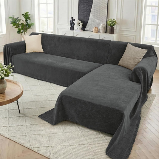 Sectional Couch Covers, 2 Pieces Washable L Shaped Couch Covers Sofa Blanket for Dogs Pet Friendly Sectional Sofa Slipcovers Furniture Covers,71"x 110"+ 71"x 118",(X-Large,Dark Gray)