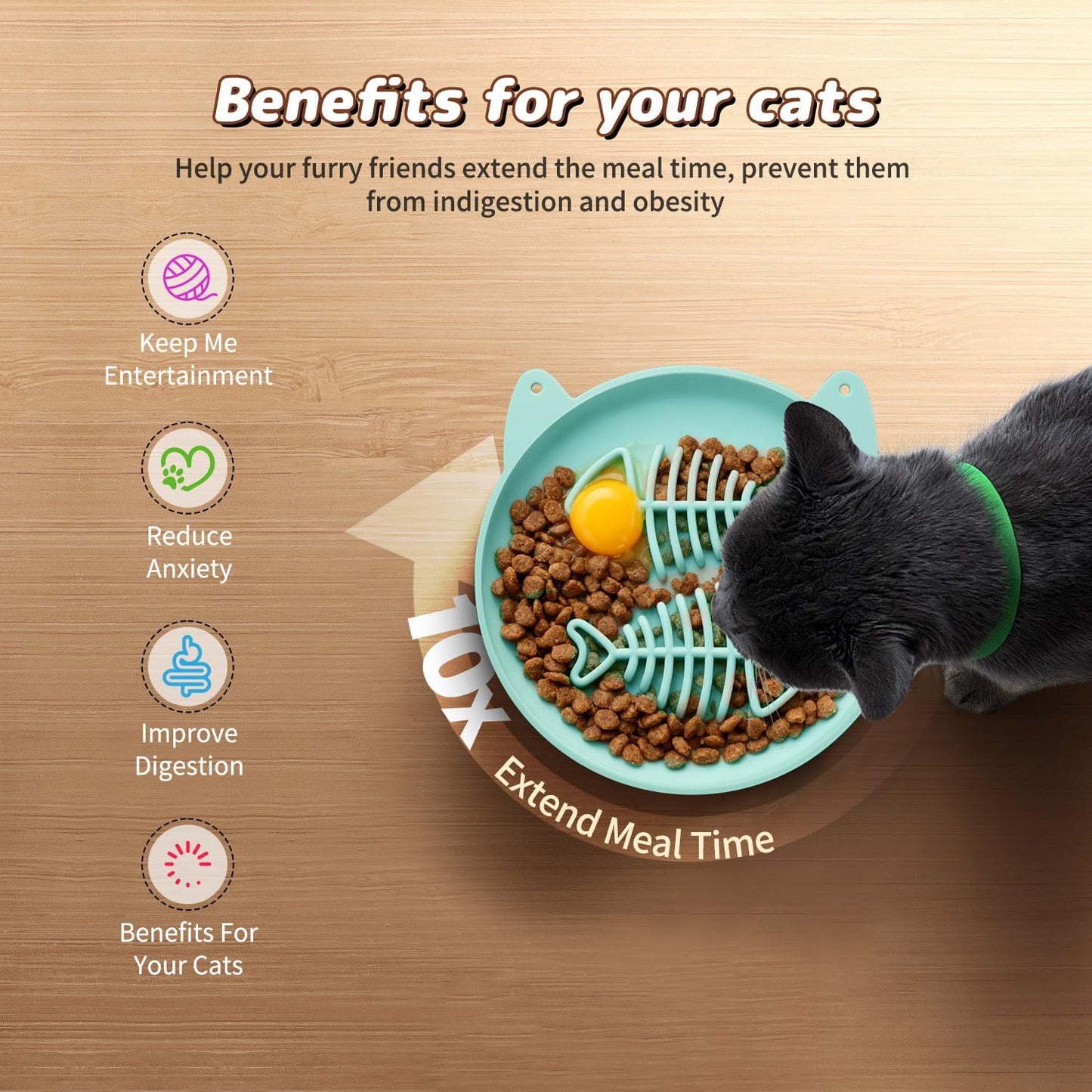 Slow Feeder Dog Bowl for Small Medium Dogs & Cats, 7.5 Inch Non Slip Slow Bowl with 37 Suction Cups, Anti-Choking Food Grade Silicone Slow Eating Bowl