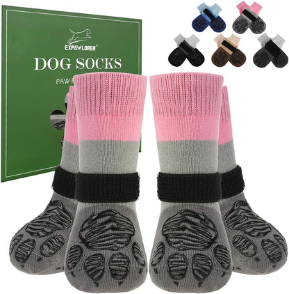 EXPAWLORER Anti Slip Dog Socks to Prevent Licking Paws, Dog Shoes for Hot Pavement Walk, Dog Booties for Hardwood Floors, Dog Boots & Paw Protectors with Grippers for Small Medium Large Senior Dogs M