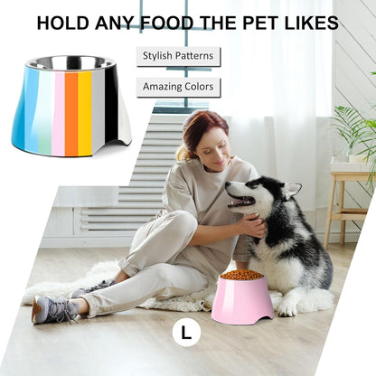 Dog Bowls,Cone Friendly Non Slip Single Dog Bowl with Stainless Steel Inner, Raised Bowls for Small Dogs Spaniel Dogs Long Ear, High Capacity, M/2 Cup Pink