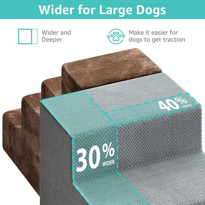 YENING Large Dog Stairs for High Beds - Extra Wide Pet Steps for Large Dogs to Get on Tall Bed 3 Deep Step Cat Ramp for Couch