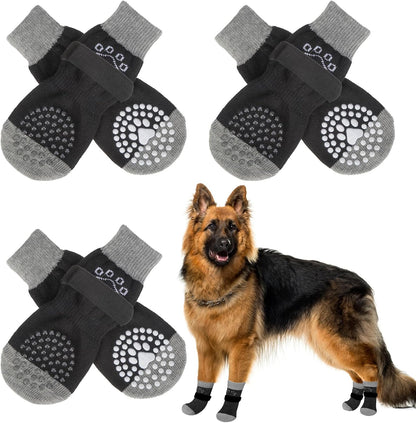 SCENEREAL 6Pcs Anti Slip Dog Socks to Prevent Licking Paws for Hot/Cold Pavement, Dog Grippy Socks for Hardwood Floors, Dog Shoes for Boots & Paw Protectors for Puppy Small Medium Large Senior Dogs