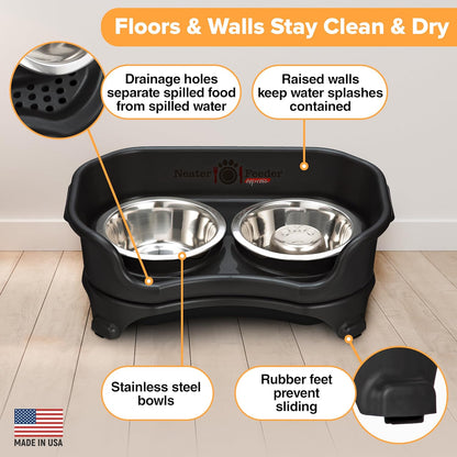 Neater Feeder Express Mess Proof Dog Bowls Elevated for Small Breeds under 15 Lb, Made in USA, No Spill Raised Dog Food Bowl Stand, Stainless Steel Food and Water Bowl Set, Feeding Station, Cappuccino