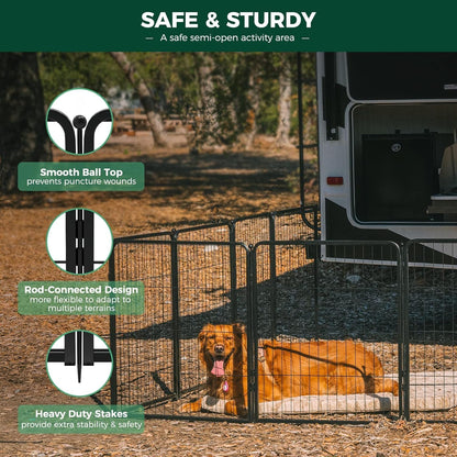 FXW Rollick Unleashed Dog Playpen for Indoor, Yard, RV Camping, 24 inch 8 Panels for Small and Puppy Dogs, Black│Patented
