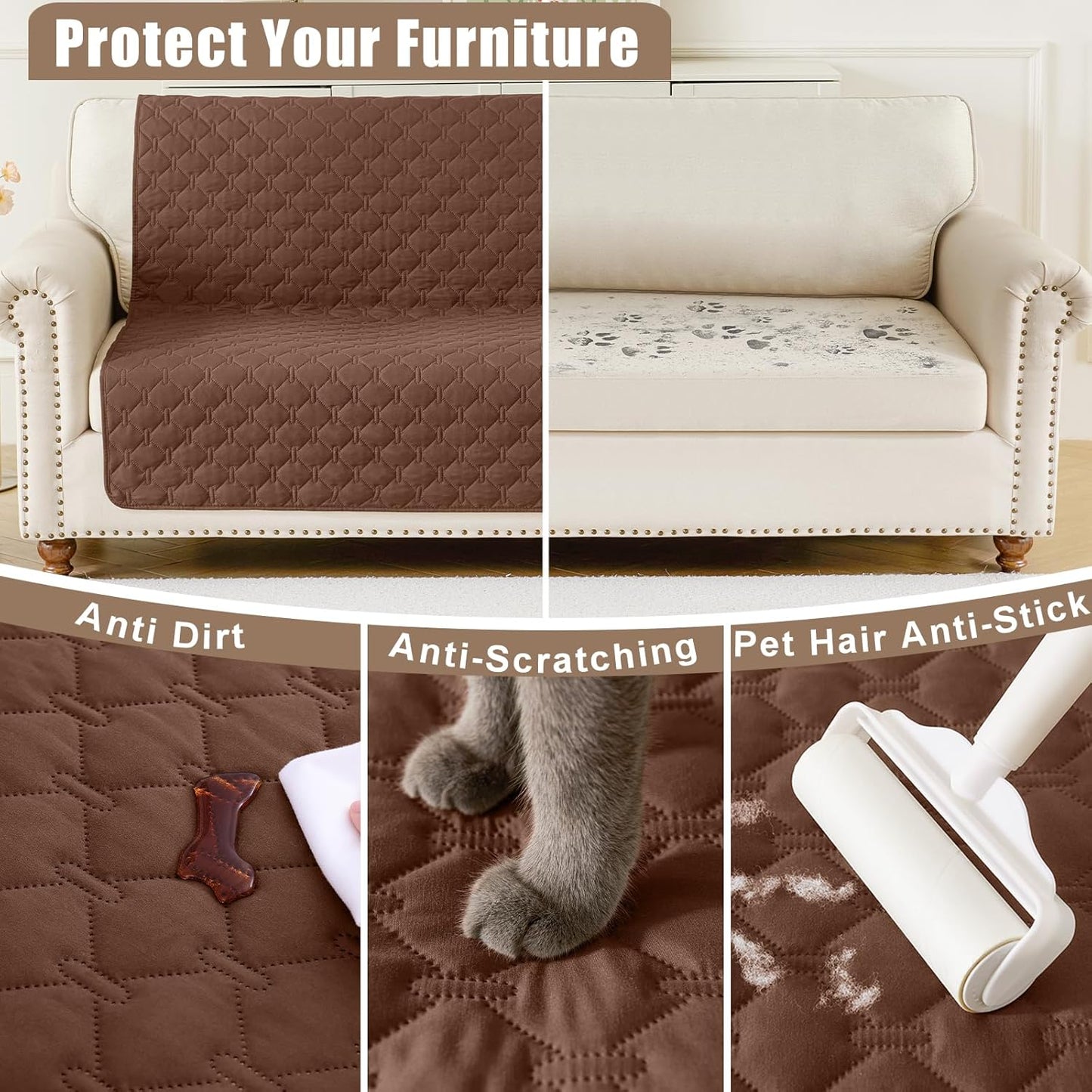 Smiry Waterproof Dog Bed Cover Blanket 30x70, Soft Reversible Pet Blanket, Washable Leakproof Cats Dogs Couch Cover for Sofa, Couch, Furniture, Grey/Dark Grey