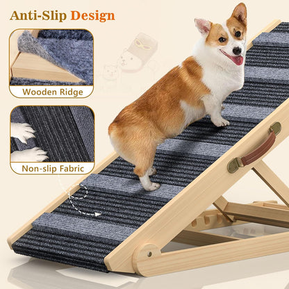 REONEY 𝟮𝟬𝟮𝟲 𝐔𝐩𝐠𝐫𝐚𝐝𝐞𝐝 Dog Ramp, Portable Pet Ramp for Large Small Old Dogs Cats with 7 Adjustable Heights 11" to 26.6", Non-Slip High Traction Ramps for High Bed, Couch, Hold up to 200 LBS
