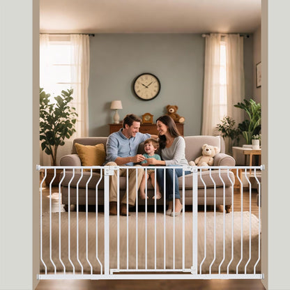 29-43" Baby Gate for Stairs, Baby Safety Essentials, Auto Close Gate for Doorways, Easy Install Pressure Mounted Dog Gate Indoor, Pet Gates for Dogs, White