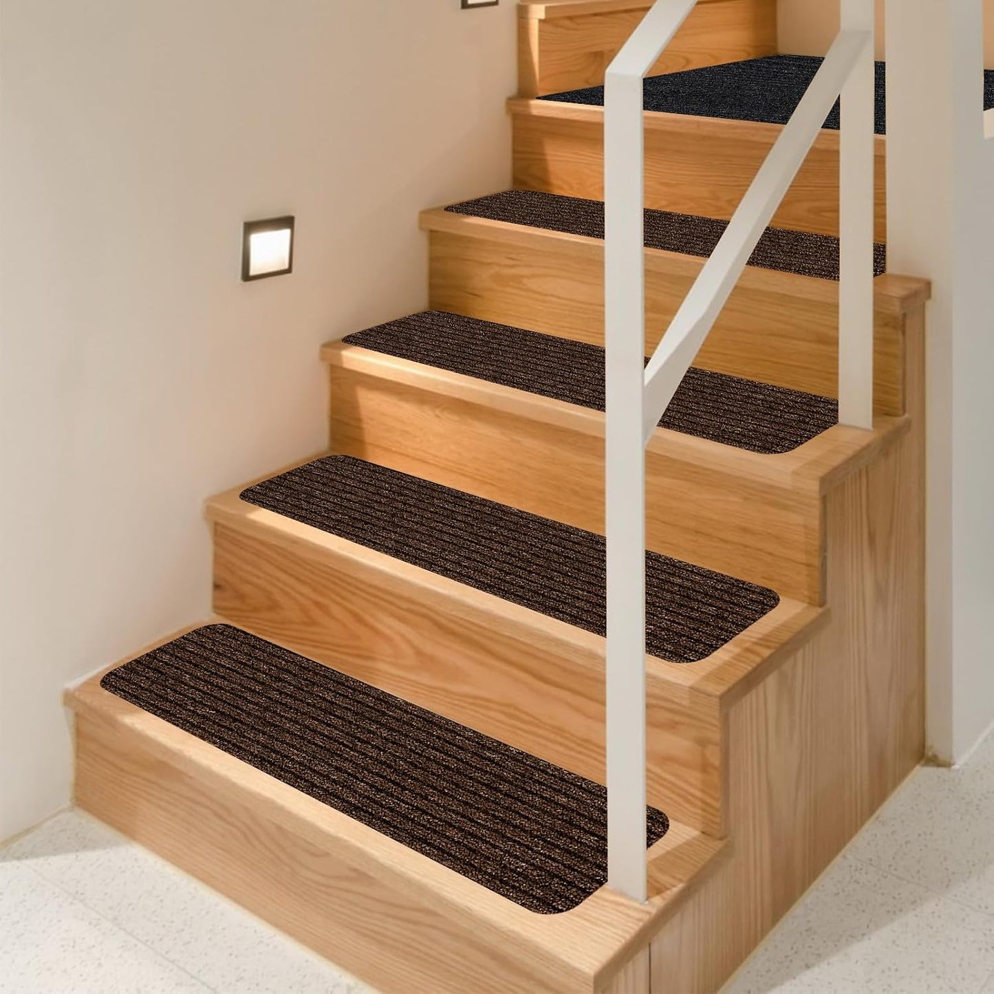 Stair Treads for Wooden Steps Carpet, Non-Slip Stair Runner Indoor Outdoor Stair Tread Mats Covers Pads, 19" x 31"Matching Landing Step Runner for Elders, Kids and Dogs (19" x 31", Black)