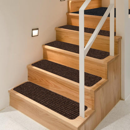 Stair Treads for Wooden Steps Carpet, Non-Slip Stair Runner Indoor Outdoor Stair Tread Mats Covers Pads, 19" x 31"Matching Landing Step Runner for Elders, Kids and Dogs (19" x 31", Black)