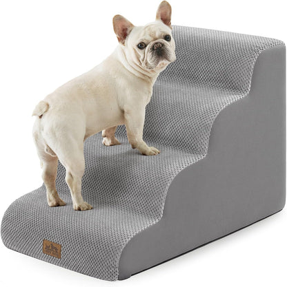 COZY KISS Extra Wide Dog Stairs with Tunnel, Foam Detachable Large Dog Step for Small Pet, Puppy or Cats, Medium Pet Ramp for High Bed, Couch, Sofa or Car, 19.7x33x22.4 inch, 5 Step, Beige
