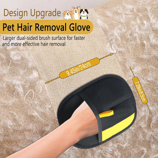 2 Pcs Electrostatic Pet Hair Removal Glove, 2026 Newly Magic Brush Pet Hair Remover for Dogs & Cats, Reusable Animal Fur Grooming Tool for Cleaning Hair on Furniture, Couch, Car Seats, Carpet