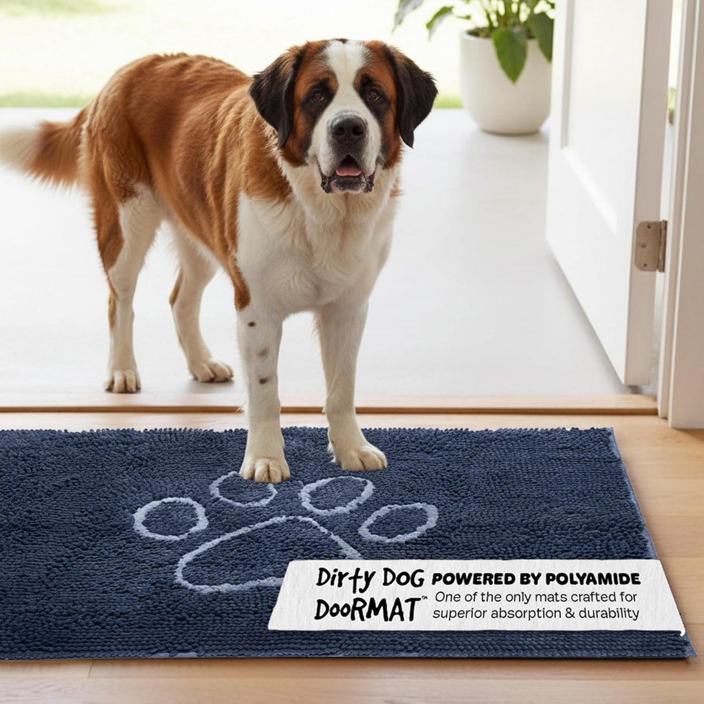 Dog Gone Smart Dirty Dog Doormat - Fast Drying Rug with Super Gripper Backing for Clean Floors - Super Absorbent and Machine Washable Mat for Muddy Paws - Grey