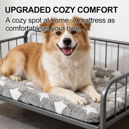 Dog Bed Mat, Reversible Crate Pad & Cute Dog Bed - Machine Washable Kennel Mat with Ultra Soft for Small Dogs (Cool/Warm), 24" x 18", Grey&Star