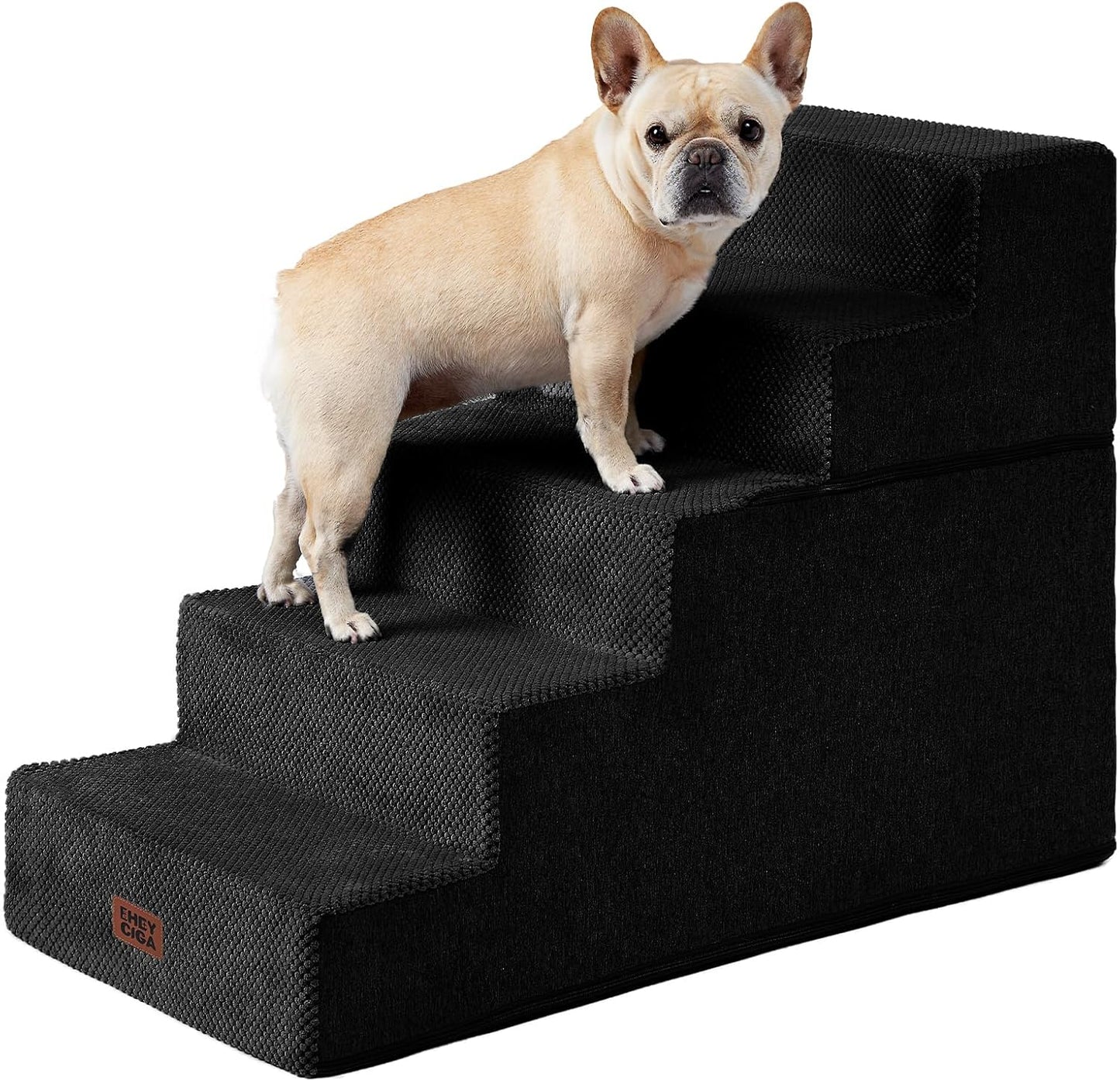 EHEYCIGA Dog Stairs for High Bed 22.5" H, 5-Step Dog Steps for Bed, Pet Steps for Small Dogs and Cats, Non-Slip Balanced Pet Ramp Indoor, Grey