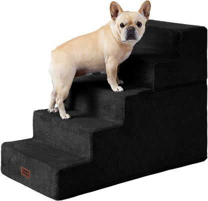 EHEYCIGA Dog Stairs for High Bed 22.5" H, 5-Step Dog Steps for Bed, Pet Steps for Small Dogs and Cats, Non-Slip Balanced Pet Ramp Indoor, Grey