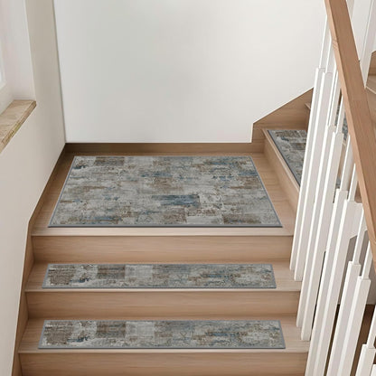 Non-Slip Stair Treads for Wooden Steps 15pcs,8"x30" Stair Carpet Treads for Indoor Use,Peel and Stick Stair Runners,Washable Reusable Adhesive Backing,Pet-Friendly Stair Capet for Kids,Elders,Dogs