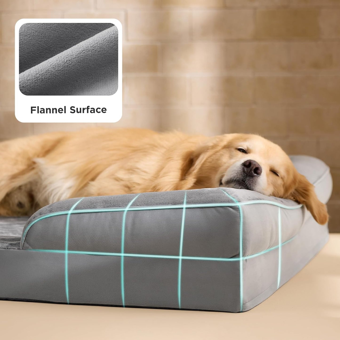 Bedsure Orthopedic Dog Bed Medium Size Dogs - Washable Small Medium Dog Cat Bed Waterproof, Comfort Cats Couch Sofa with Washable Removable Cover, Pets Bed with Nonskid Bottom, Grey, 28"