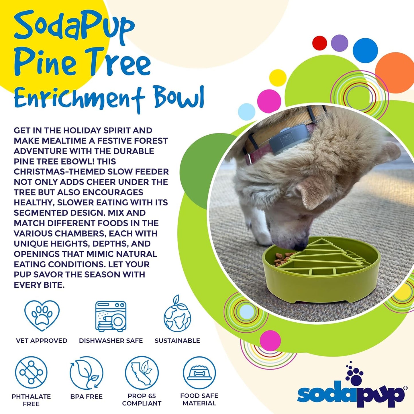 SodaPup Honeycomb Enrichment Bowl – Durable Slow Feeder Bowl Made in USA from Non-Toxic, Pet-Safe, Food Safe Material for Mental Stimulation, Slowing Down Eating, Healthy Digestion, & More