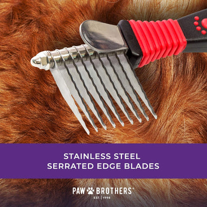 RYAN'S PET SUPPLIES Paw Brothers 9-Blade Dematting Tool for Dog Grooming, Professional Grade, Stainless Steel Blades, Comfort Grip, Gentle on Skin