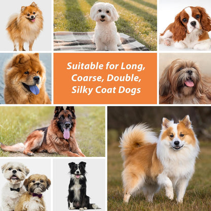 Dog Brush for Long Haired Dogs, 27mm Extra Long Metal Pin Dog Deshedding Brush and Comb Set, Short Haired Shedding Grooming Detail Pets Brush Set with Rubber Handle