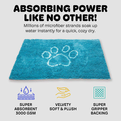 Dog Gone Smart Dirty Dog Doormat - Fast Drying Rug with Super Gripper Backing for Clean Floors - Super Absorbent and Machine Washable Mat for Muddy Paws - Grey