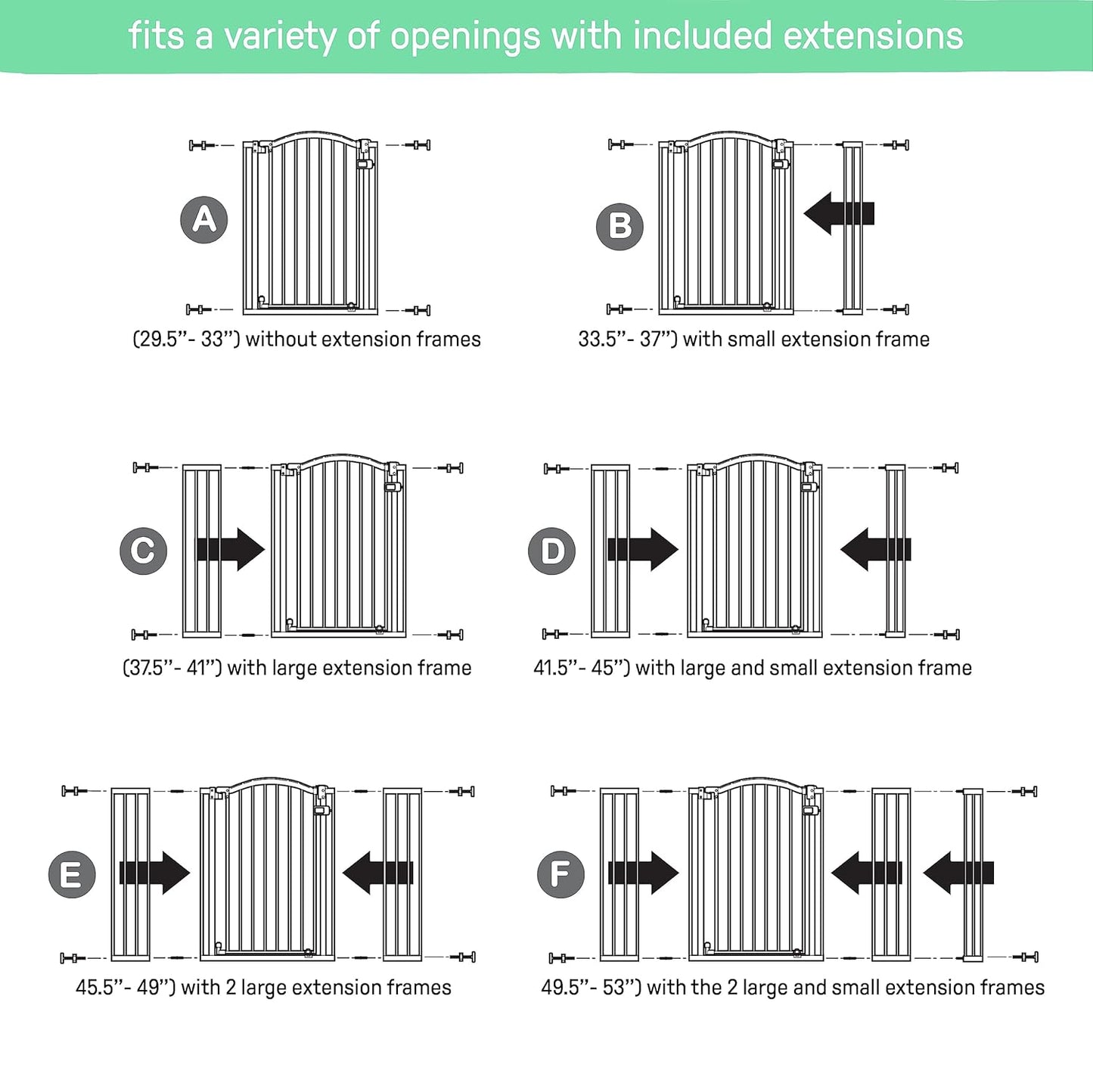 Ingenuity Extra Tall & Wide Safety Pet and Baby Gate, 29.5"-53" Wide, 38" Tall, Pressure or Hardware Mounted, Install on Wall or Banister in Doorway or Stairway, Auto Close Walk-Thru Door - White