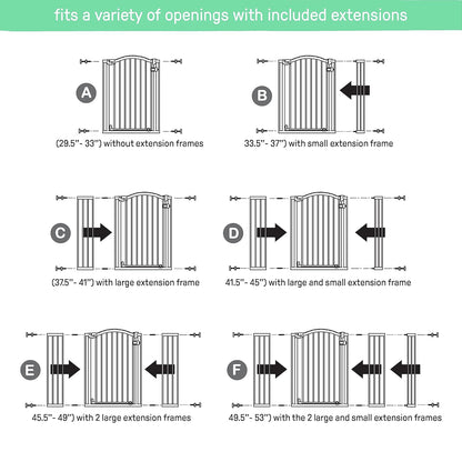 Ingenuity Extra Tall & Wide Safety Pet and Baby Gate, 29.5"-53" Wide, 38" Tall, Pressure or Hardware Mounted, Install on Wall or Banister in Doorway or Stairway, Auto Close Walk-Thru Door - White