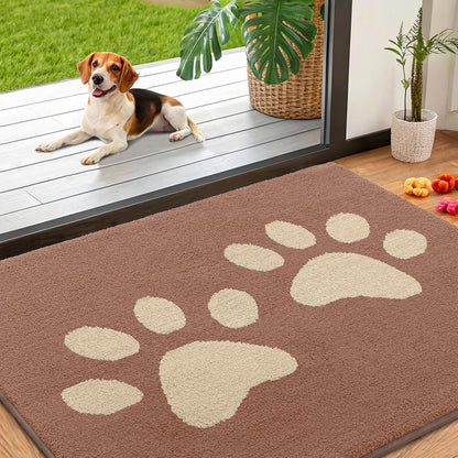 Smiry Dog Door Mat for Muddy Paws, Absorbs Moisture and Dirt, Low-Profile Entryway Mat with Non-Slip Backing, Entry Indoor Outdoor Doormat for Inside Floor (30x20 Inches, Grey, Striped)