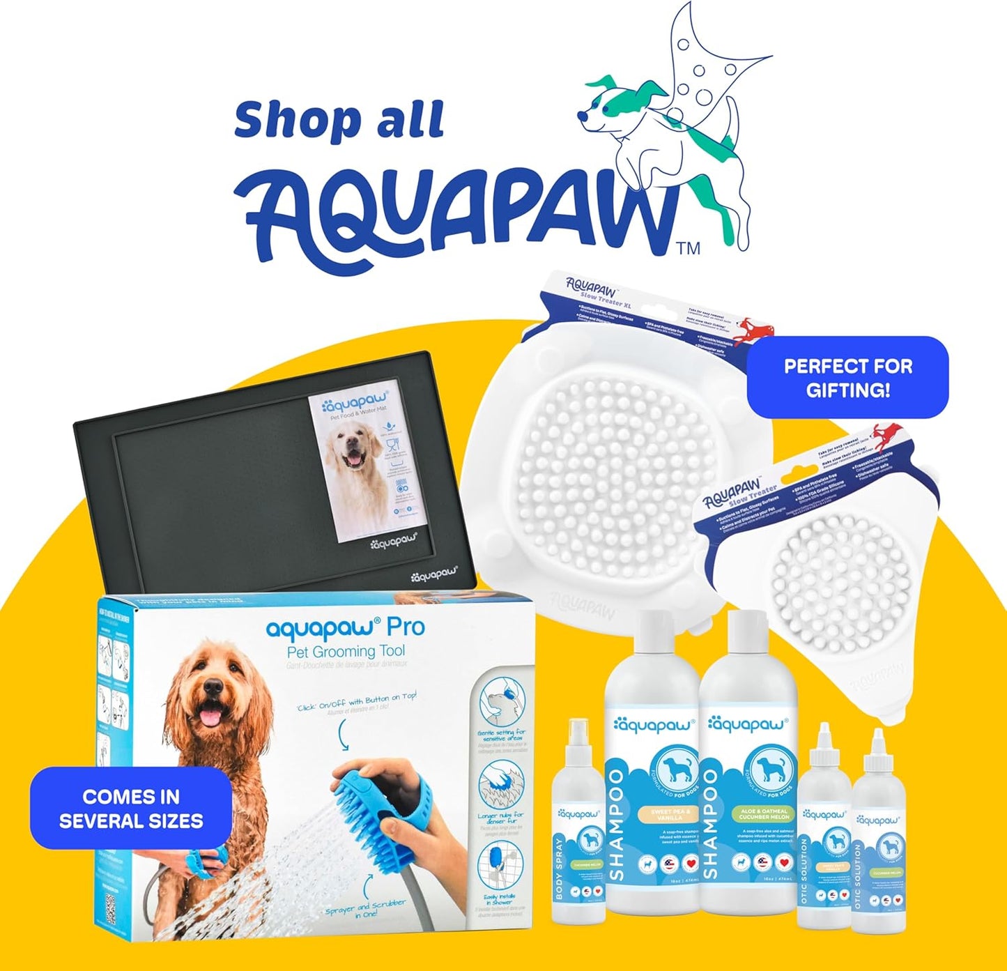 Aquapaw Lick Mat for Dogs 2-Pack XL, Suction Cup Dog Slow Feeder Pad & Licking Mat for Peanut Butter Treats – Calming Dog Bathing Aid, Stress Relief & Mental Stimulation for All Breeds - White