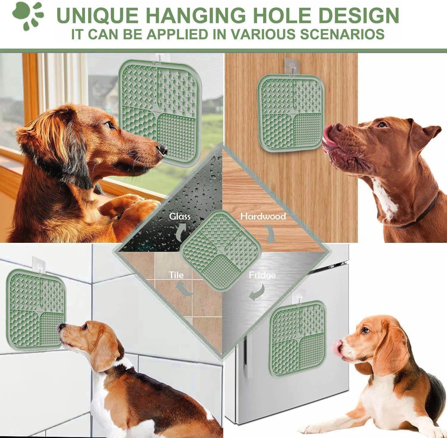 Licking Mat for Dogs & Cats with Suction Cups, 1 Pack Square Dog Slow Feeder Lick Pat for Anxiety Relief & Boredom, Dog Toys to Keep Them Busy, Pets Grooming Bathing Training Mat
