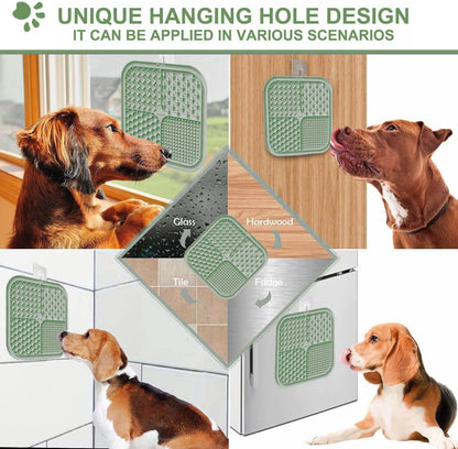 Licking Mat for Dogs & Cats with Suction Cups, 1 Pack Square Dog Slow Feeder Lick Pat for Anxiety Relief & Boredom, Dog Toys to Keep Them Busy, Pets Grooming Bathing Training Mat