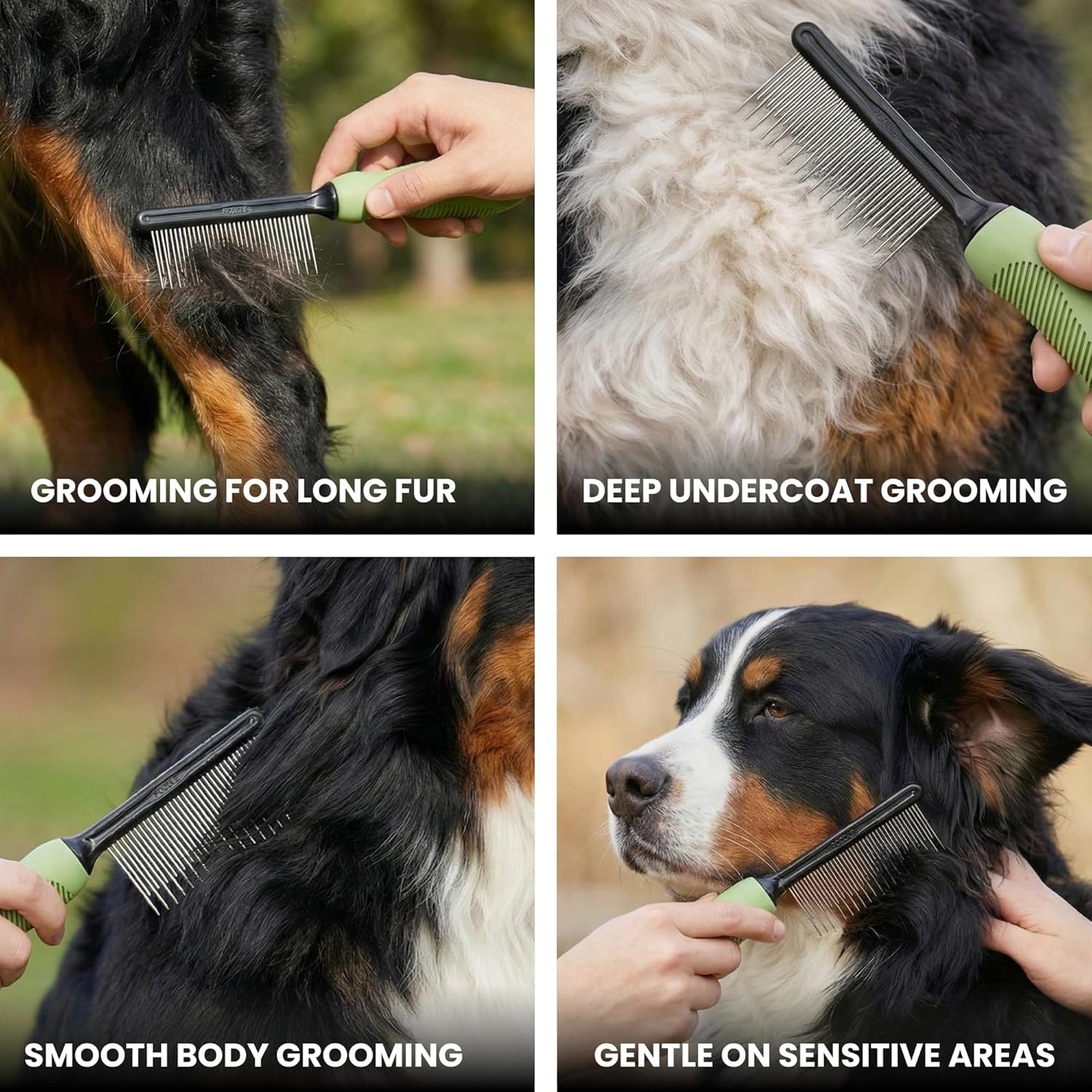 Poodle Dematting Fur Rake Comb Brush for Dogs and Cats - Long 2.5" Steel Safety Blades Metal Comb for Detangling Matted or Knotted Undercoat Hair (Orange)