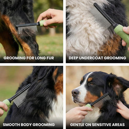 Poodle Dematting Fur Rake Comb Brush for Dogs and Cats - Long 2.5" Steel Safety Blades Metal Comb for Detangling Matted or Knotted Undercoat Hair (Orange)