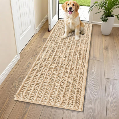 Smiry Dog Door Mat for Muddy Paws 30x20, Extra Soft Absorbent Chenille Doormat, Trap Moisture and Dirt, Non-Slip Machine Washable Front Door Mat for Indoor Entrance Inside Floor, Grey