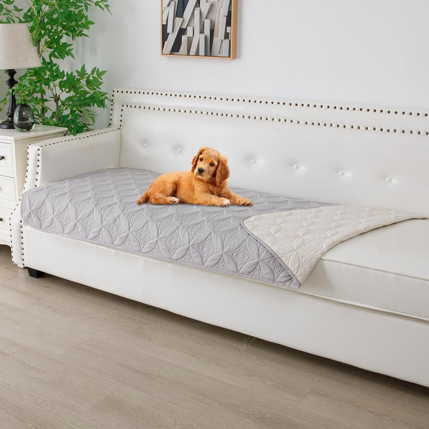 Waterproof Dog Blanket, 30x30 inches Small Pet Couch Covers for Sofa, Chair Bed Furniture Protector from Dogs Washable and Reversible-Lightgrey+Darkgrey